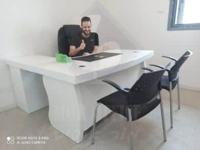 שולחן מנהל לבן אפוקסי 160/160 גאלרי